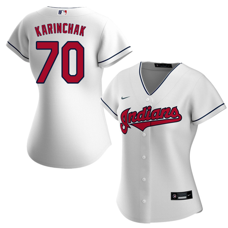 Nike Women #70 James Karinchak Cleveland Indians Baseball Jerseys Sale-White